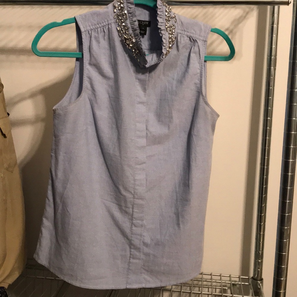 J. Crew rhinestone collar chambray tank